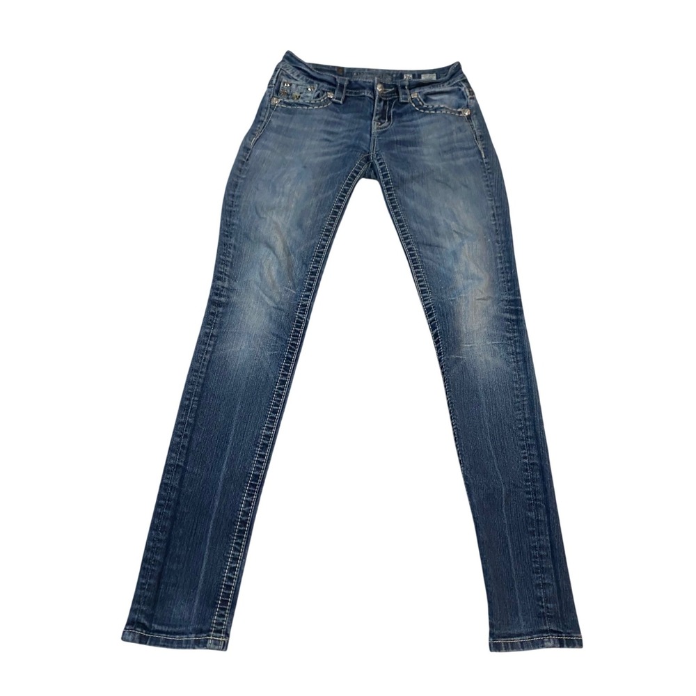 Miss Me Signature Rise Skinny Jeans Blue Denim JE5801S3L Size 26 Inseam 33